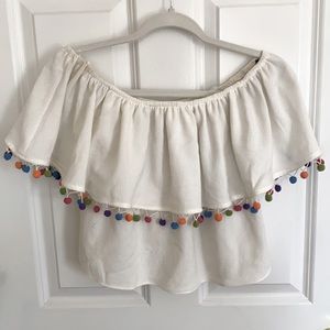 Off The Shoulder Pom Pom Top